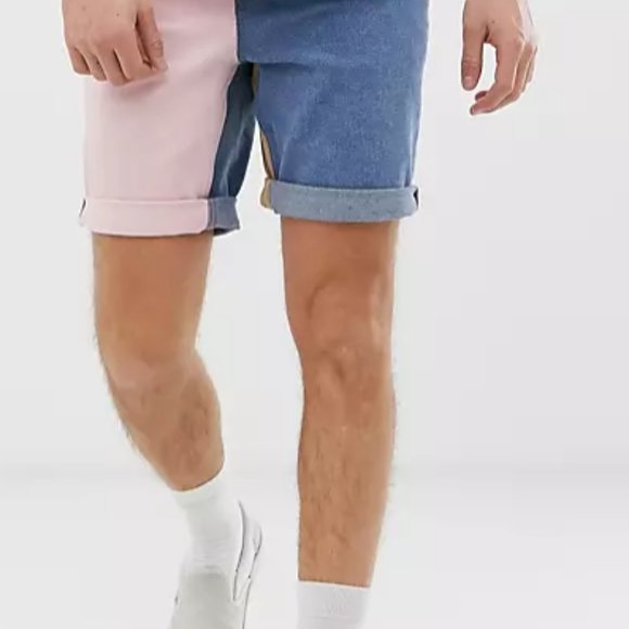ASOS Color Block Denim Shorts - Picture 3 of 4
